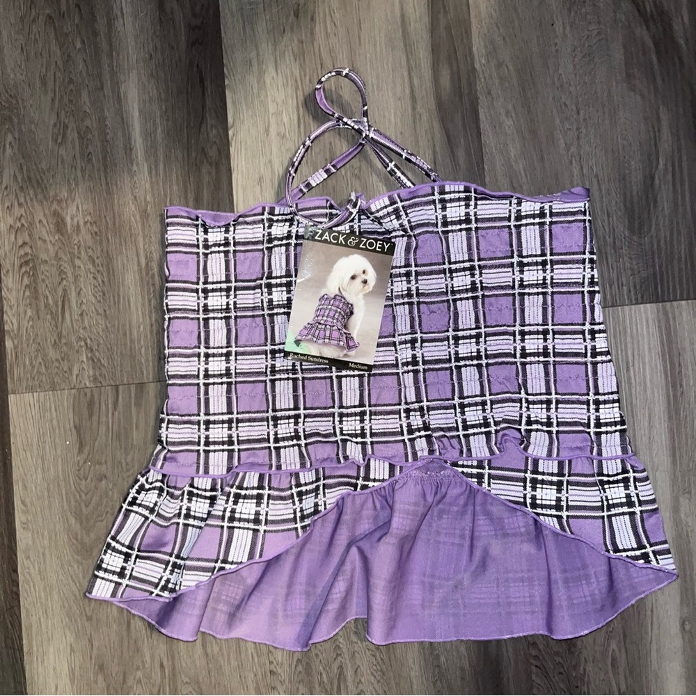 Brand New Zack & Zoey Dress Zack & Zoey Ruched Sundress purple black plaid MED
